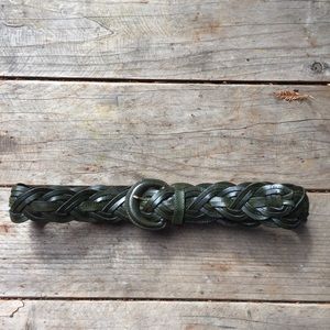 Coach | Green Woven Braided Leather Belt